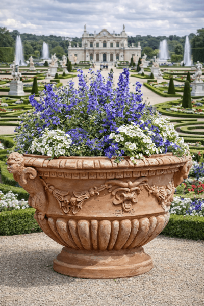 Ovaler Pflanzkübel mit Sartyr - Vaso ovale con satiri